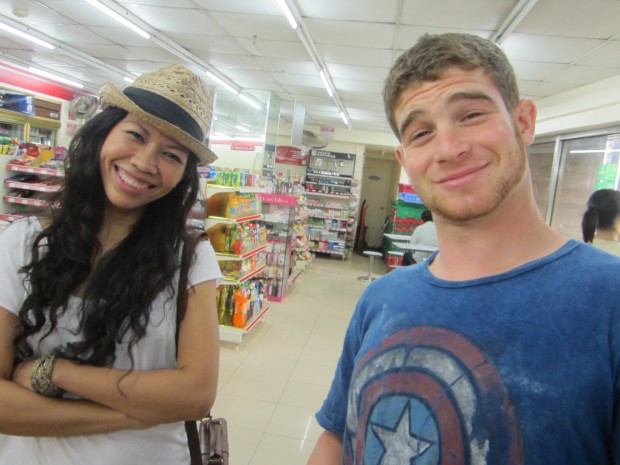 Kcia and Scotty  take in the atmosphere at a local 7/11...