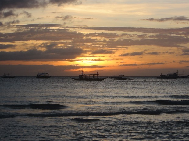Beautiful sunset in Boracay, Philippines. 